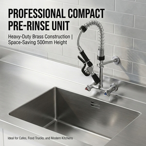 Wall <b>Mount</b> Pull Down Kitchen Faucet Dual Handle Pull Out <b>Spray</b> Chrome Brass Sink Mixer for Hotel Kitchen - Product Image 5