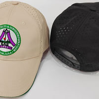 Casquette de sport en polyester perforée à 7 panneaux, logo personnalisé, séchage rapide, respirante, structurée, imperméable, avec trous découpés au laser