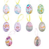 Vente en gros d'oeufs de Pâques en polystyrène décoratifs mignons et unis oeuf de panier tissé suspendu décorations de pâques oeuf de pâques en mousse de couleur
