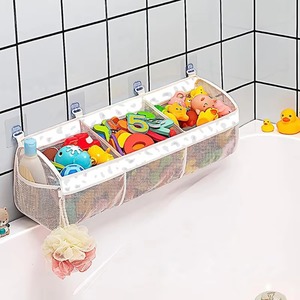 2 Styles Bathroom Toy <b>Storage</b> <b>Hanging</b> Bag with 4 Hooks, Large Capacity <b>Wall</b>-mounted <b>Storage</b> Bag, Bathroom Supplies Organizer - Product Image 3