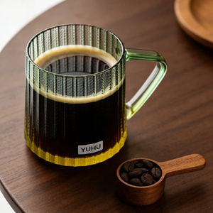 彩色定制徽标竖条纹<span class=keywords><strong>2026</strong></span>年新品咖啡杯玻璃杯下午茶浓缩咖啡拿铁玻璃杯带手柄 - Product Image 4