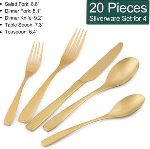 Elegant Shine Set de couverts décoratifs en acier inoxydable or mat pour lave-vaisselle au meilleur prix - Product Image 3