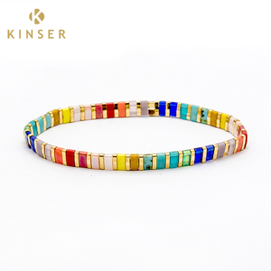 Pulsera de cuentas de Tila para mujer, brazalete con abalorios de arcoíris, joyería bohemia de playa, regalo, precio al por mayor - Product Image 4