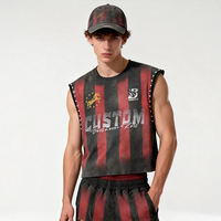 Débardeurs d'été personnalisés pour hommes, design maillot de football, logo imprimé rétro délavé, lettres vintage, tenue de football sans manches, t-shirt
