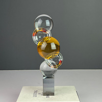 Ornement en verre abstrait coloré en forme d'orbite, figurine créative en boules empilées, artisanat d'intérieur de luxe pour hall d'hôtel et salon