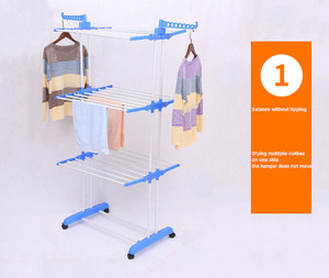 Stendibiancheria a 3 Ripiani con Ruote e Ganci Appendiabiti Extra Stendino Multiuso per Vestiti - Product Image 4