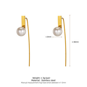 Boucles d'oreilles classiques vintage en acier inoxydable étanche, plaquées or PVD 14k 18k, bijoux de mode pour femmes, boucles d'oreilles à clous en perles pour femmes - Product Image 6