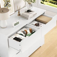 Commode en chêne massif, meuble de rangement latéral en bois blanc, large commode avec 6 tiroirs à fermeture douce, mobilier de chambre nordique