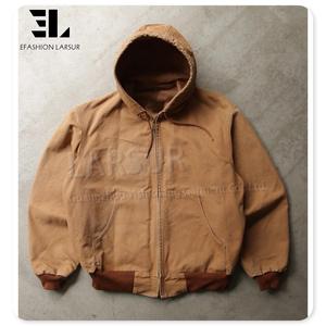 LARSUR Custom Distress Wash Heavy Duck Canvas Work Jacket With Lined Vintage Worker Hooded Jacket <strong>Chore</strong> Hoodie Jacket <strong>Coat</strong> <strong>Men</strong> - Product Image 2