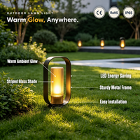 Lampe de jardin rectangulaire arrondie en acier inoxydable pour extérieur, lumière LED IP65 3000K blanc chaud, télécommande, patio, allée, entrée de garage