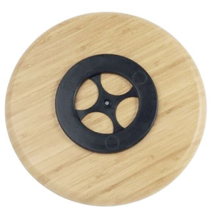 Planche à découper ronde en bois, diamètre 35 cm, épaisseur 2 cm, base rotative pour servir pizzas et desserts - Product Image 3