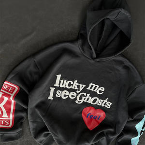 เสื้อฮู้ดสตรีทแวร์ปักคริสตัล ผ้าฝ้าย 100% เนื้อหนา พิมพ์ลาย 3 มิติเต็มหน้า มีกระเป๋า ทรงโอเวอร์ไซส์ สไตล์ฤดูใบไม้ร่วง - Product Image 1