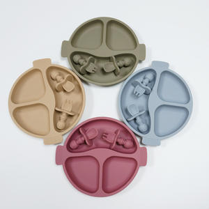 गर्म बिक्री बीपा-मुक्त सिलिकॉन बेबी फीडिंग सेट वाटरप्रूफ बाइब टोडलर्स के ढहने वाले पुआल कप सक्शन प्लेट चम्मच फोर्क मैनुअल - Product Image 4