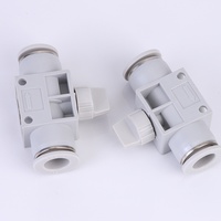 Connecteur pneumatique trachéal à trois voies Vanne de contrôle de débit manuelle HVFF à prise rapide avec raccords en plastique à commande manuelle