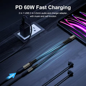 <span class=keywords><strong>Adaptador</strong></span> de Carga y Auriculares 2 en 1 USB-C <span class=keywords><strong>a</strong></span> 3.5mm, Aleación de Aluminio Gris, Carga Rápida PD de 60W para <span class=keywords><strong>iPhone</strong></span> 15/16/17 Pro Max - Product Image 3