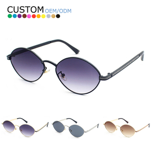 2024 Vintage Retro Metal Oval Small Frame Luxury Fashion Designer Sunglasses with UV400 Lenses New Sun Glasses - Product Image 1