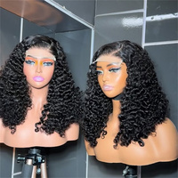 Parrucche Bob Corte Frontali HD in Capelli Umani Indiani Grezzi Afro Ricci Profondi, Senza Colla, Full Lace Front, per Donne Nere - Offerta Economica