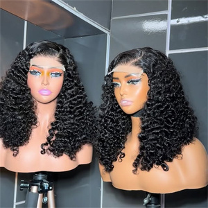 Pelucas Bob Cortas de Cabello Humano <span class=keywords><strong>Afro</strong></span> Rizado Kinky Natural Indio Baratas con Frontal HD, Pelucas Completas de Encaje sin Pegamento para Mujeres Negras - Product Image 3