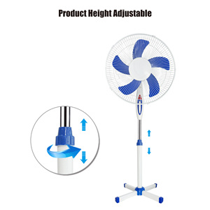 Nhà Máy Giá Ngân Sách 16 Inch 5 Nhựa Lưỡi 3 Tốc Độ Nút Điều Khiển Chéo Chiều Cao Cơ Sở Có Thể Điều Chỉnh Dao động Bệ Đứng <span class=keywords><strong>Fan</strong></span> Hâm Mộ - Product Image 3