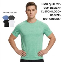 T-shirt de sport à manches courtes en tissu élastique de haute qualité, col rond, coupe ajustée, décontracté, design OEM, pour l'entraînement