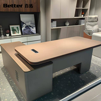 Bureau de direction ergonomique en forme de L moderne avec finition en bois durable et blanc, montage facile et rangement intégré pour utilisation informatique