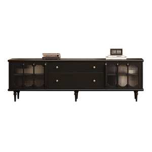 Meuble TV en bois massif de style mid-century, table basse combinée, salon, bar à domicile, villa, hôtel, rangement, armoire, durable, écologique - Product Image 1