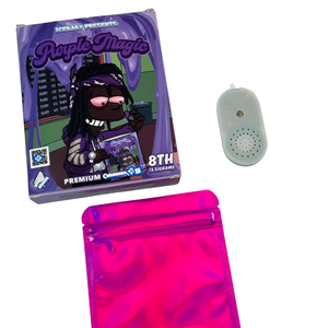 Juego de bolsas y cajas Mylar 8th Plug 3,5 28G 1 libra para bolsas Mylar de 3,5G Impresión personalizada Superficie holográfica Libra con bolsa Mylar DE MÚSICA - Product Image 1