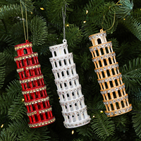 Ornement de Noël en forme de Tour de Pise, pendentif scintillant en strass, décoration de Noël pour la maison, cadeau en stock