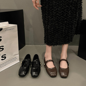 Nouvelles Ballerines 2026 Style Mary Jane Rétro à Bout Ouvert Noir Métallisé – Chaussures Féeriques Élégantes et Confortables pour Femmes - Product Image 5