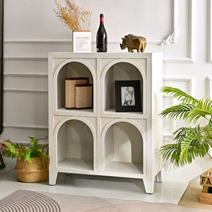 Mueble de Almacenamiento Multifuncional de Madera Maciza Blanca para la Entrada del Salón, Fácil de Montar, Estilo Moderno Rústico - Product Image 2
