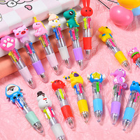 Bolígrafo 4 en 1 Mini, Creativo, con Diseño de Dibujos Animados, Multicolor, con Logotipo Personalizado, de Plástico, para Estudiantes Escolares