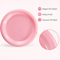 Hoge kwaliteit roze verdikte voedselveilige PS plastic ronde borden voor snacks, fruit en picknicks