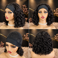 Perruques en cheveux humains vierges péruviens de qualité supérieure, cuticules alignées, double épaisseur, sans colle, bandeau, ondulations lâches, noir naturel, fournisseur en gros