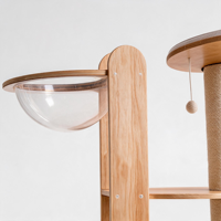 Arbre à chat en bois massif de 183 cm, multi-niveaux, avec capsule spatiale, tour d'escalade, hamac écologique et condo pour chats d'intérieur