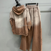 Survêtement personnalisé à éclaboussures de peinture Survêtement vintage en détresse surdimensionné pour hommes Ensemble sweats à capuche et pantalons de survêtement à jambes larges