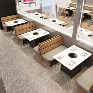 Muebles de comedor <span class=keywords><strong>para</strong></span> cafetería comercial moderna, diseño minimalista, mesa de restaurante de madera, cabina, Cocina de Inducción <span class=keywords><strong>para</strong></span> uso en Cafetería de Hotel - Product Image 4
