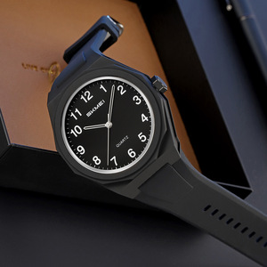 Skmei Quartz Watch Men Analog White Dial Black Silicone Strap 50m Water Resistant Simple Casual Wristwatch - Product Image 3