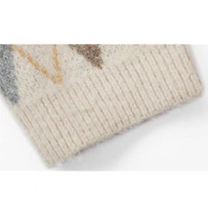 Pull en tricot à motif diamant pour femme, mi-long, coupe ample, en coton épais et chaud, pour l'automne et l'hiver - Product Image 4