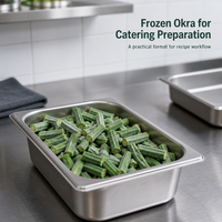 Okra congelé en gros, coupé en morceaux, pour la restauration, la traiteurisation et la fourniture d'ingrédients pour la transformation alimentaire
