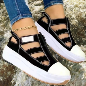 Zapatillas Casuales de Moda para Mujer, Novedad de Verano y Otoño, Color Sólido, Planas, de Goma Transpirable, con Plataforma Hueca para Caminar - Product Image 2