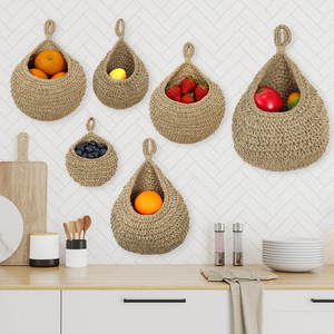 Wholesale Hand-Woven Organizer Set Natural Material Handmade Wall Hanging <strong>Storage</strong> <strong>Baskets</strong> for Kitchen Home Decor - Product Image 1