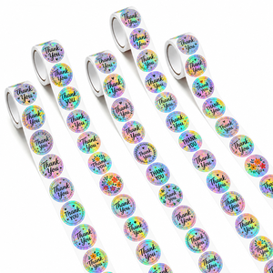 Etiqueta de Vinilo de Agradecimiento en Rollo, Personalizada, con Corte Troquelado, Holográfica, Efecto Cristal Roto, Resistente al Agua y a los Arañazos, para Sellado de Cajas - Product Image 2