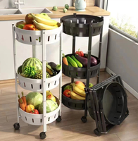 Bols de fruits rotatifs pliables Support de rangement pour oignons pommes de terre pain Snack panier de fruits