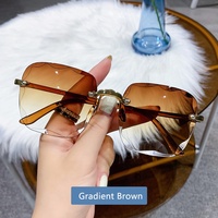 2024 pas cher Logo personnalisé lunettes de soleil sans monture luxe à la mode dames nuances carrées en gros femmes mode lunettes de soleil de haute qualité