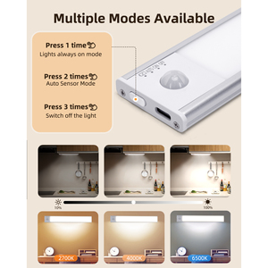 Aigostar ricaricabile LED armadio luce sensore di movimento 1100mAh LED cucina di stoccaggio 3000K temperatura colore 12V tensione di ingresso PC - Product Image 2