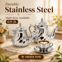 Bouilloire à Thé Marocaine Haut de Gamme en Acier Inoxydable Durable, Cafetière Arabe de Luxe à Motif Torsadé pour Usage Domestique et Hôtelier