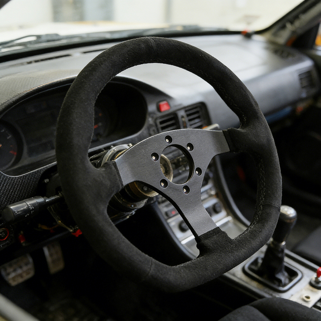 Universal Racing Steering Wheel 6 Bolt Anti-Slip Leather and Aluminum Gaming Steering Wheel for Racing Car Sim Driving