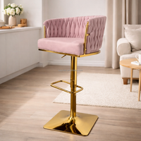 Bestseller TUQ Getufteter Verstellbarer Luxus-Barhocker für Champagnerbar 62-83cm Sitzhöhe für Außen- und Wohnzimmernutzung