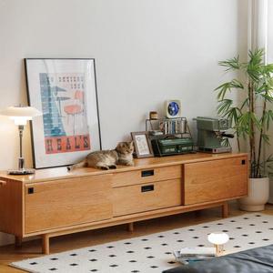 Simple Natural Wood Style Cherry Wood TV Cabinet Solid Wood Storage Living Room Home Use - Product Image 2