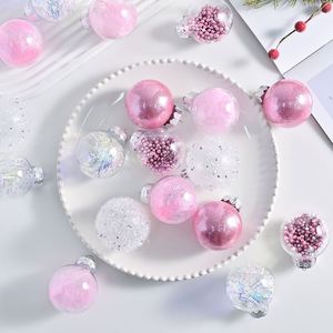 Boule de Noël personnalisée en PET transparent avec ruban, paillettes électroplaquées, fabriquée à la machine, incassable, réutilisable, 3 couleurs, à suspendre - Product Image 2
